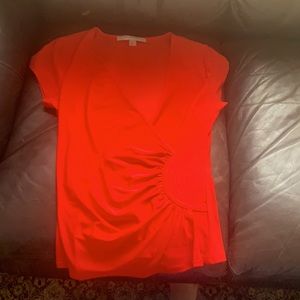 Red deep v-neck blouse